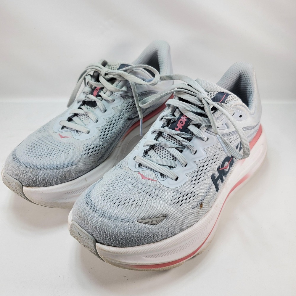 Hoka Bondi 9 Running Shoes Womens 8.5 2E Harbor Mist Pink X-Wide NO INSOLES